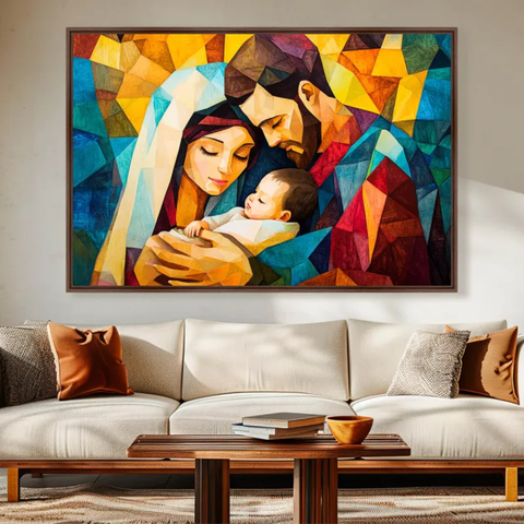 Quadro Sagrada Família Amor Divino em Cores Vibrantes
