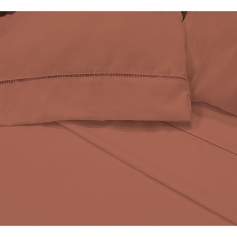 Jogo de Cama Lençol 400 Fios Casal P.Palito 4 Pçs Salmao Casa Dona