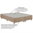 Ver mais imagens de Kit Cama Box King + Cabeceira Estofada em Madeira Maciça Curva Provençal com Capitonê Bege Dourado