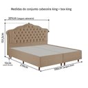 Ver imagem 5 de Kit Cama Box King + Cabeceira Estofada em Madeira Maciça Curva Provençal com Capitonê Bege Dourado