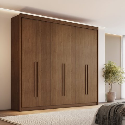 Guarda-Roupa Casal 6 Portas 6 Gavetas 100% MDF Santiago Cacau Marrom