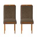 Ver imagem 1 de Kit 2 Cadeiras Estofadas de Jantar Tulipa - Mdf em Veludo Pés em Madeira - Vintage Decor - Marrom