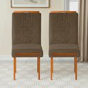 Ver imagem 2 de Kit 2 Cadeiras Estofadas de Jantar Tulipa - Mdf em Veludo Pés em Madeira - Vintage Decor - Marrom