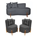 Ver imagem 1 de Conjunto 2 Poltronas + Sofá Curvo Orgânico Luna Boucle - Montanaris Decor
