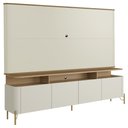 Ver imagem 1 de Rack Sala com Painel para Tv 75 Pol 4 Portas 220cm Pés Dourado Clio I03 Louro Luna - Lyam