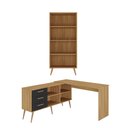 Ver imagem 2 de Kit Mesa de Costura 3 Gavetas 4 Nichos com Estante Retrô Multimóveis MP6107 Madeirado/Preto