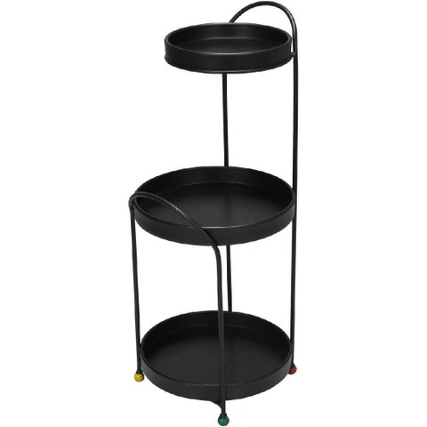 Suporte para Vasos Planta Cachepô 3 Niveis Home&co Metal 51x22x20cm Preto