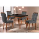 Ver imagem 1 de Conjunto: Mesa de Cozinha Londrina C/ Tampo Madeirado C/ Vidro Canto Reto 120x80cm e 4 Cadeiras