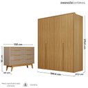 Ver imagem 4 de Conjunto Guarda-Roupa 4 Portas 3 Gavetas Cômoda 8 Gavetas com Tampo 100% MDF Lizz Marrom/Hanover