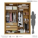 Ver imagem 5 de Conjunto Guarda-Roupa 4 Portas 3 Gavetas Cômoda 8 Gavetas com Tampo 100% MDF Lizz Marrom/Hanover