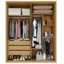 Ver imagem 2 de Conjunto Guarda-Roupa 4 Portas 3 Gavetas Cômoda 8 Gavetas com Tampo 100% MDF Lizz Marrom/Hanover
