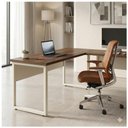 Ver imagem 5 de Mesa em L Pé Quadro 1,50m com Mesa Auxiliar sem Gavetas Nogal Sevilha Champanhe