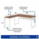 Ver imagem 4 de Mesa em L Pé Quadro 1,50m com Mesa Auxiliar sem Gavetas Nogal Sevilha Champanhe