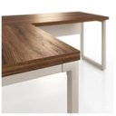 Ver mais imagens de Mesa em L Pé Quadro 1,50m com Mesa Auxiliar sem Gavetas Nogal Sevilha Champanhe