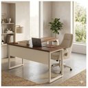 Ver imagem 6 de Mesa em L Pé Quadro 1,50m com Mesa Auxiliar sem Gavetas Nogal Sevilha Champanhe