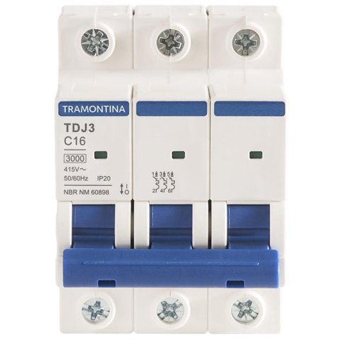 Minidisjuntor Tdj3ka 3 P 16 a Curva C Tramontina