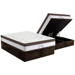 Cama Box Baú King: Colchão Molas Ensacadas Anjos MasterPocket New King + Base CRC Suede Brown(193x20 - 1 Cama Box Baú King: Colchão Molas Ensacadas Anjos MasterPocket New King + Base CRC Suede Brown(193x20 - 1