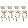 Kit 4 Banquetas Bar Giratória Altura 65cm com Encosto Cor Dourado Fosco Assento Grosso Cor Off White - 1
