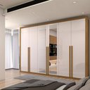 Ver imagem 1 de Guarda-roupa Casal Classic 6 Portas 6 Gavetas 100% Mdf com Espelho Cinamomo/off White - Panorama Mov