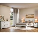 Ver imagem 1 de Conjunto de Quarto Casal Topázio Cama Cômoda e 2 Mesas de Cabeceira Madeira Branco Finestra Mó