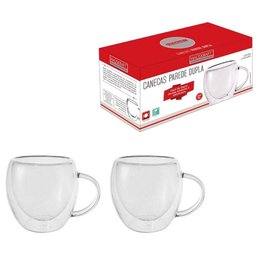 Jogo de Xícaras c/Parede Dupla em Vidro 250ml 2 Peças - 4