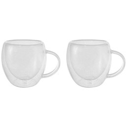 Jogo de Xícaras c/Parede Dupla em Vidro 250ml 2 Peças - 1