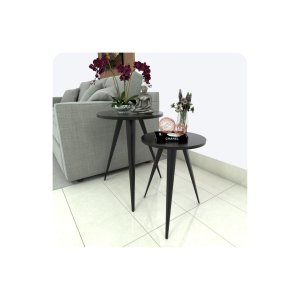 Conjunto 2 Mesinhas Lateral Canto Sala Quarto Redonda P.p Fs