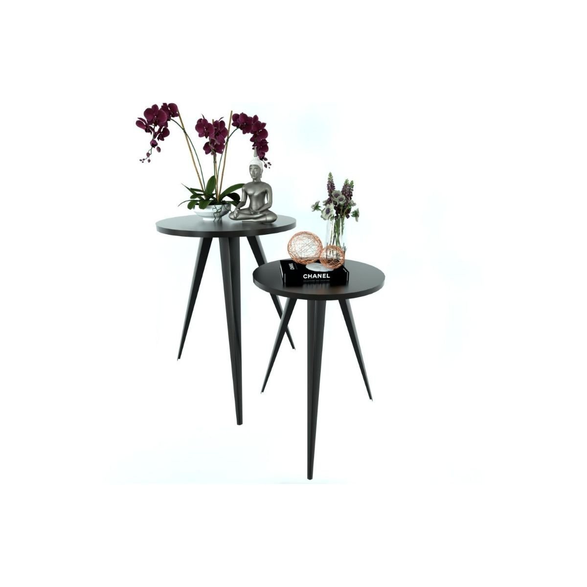 Conjunto 2 Mesinhas Lateral Canto Sala Quarto Redonda P.p Fs - 5