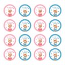 Ver imagem 1 de Kit 100 Adesivos Etiquetas Chá Revelação Ursinho Menino e Menino Bolinha