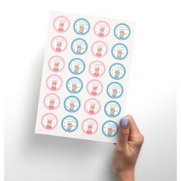 Kit 100 Adesivos Etiquetas Chá Revelação Ursinho Menino e Menino Bolinha - 2