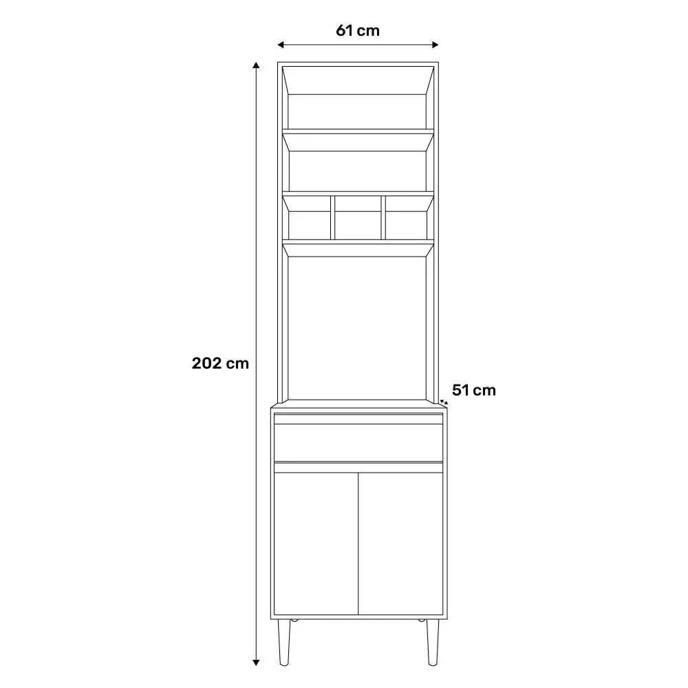 Armário Paneleiro Duplo Andréia 4 Portas Branco Ajl - 4