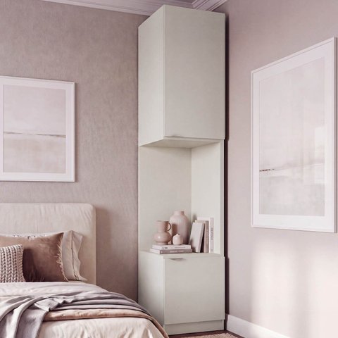 Mesa de Cabeceira Modular Direita 2 Portas 1 Gaveta Hera CabeCasa MadeiraOriginals Off White/Cream