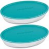 2 Assadeiras Vidro Marinex Oval Grande 3,2l Refratário com Tampa Forma Travessas - 1