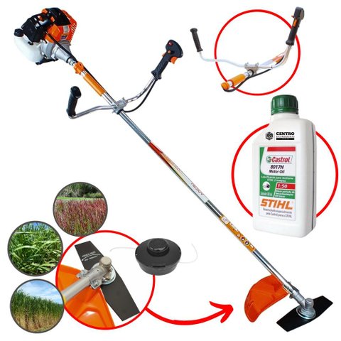 Roçadeira Á Gasolina C/ Óleo Stihl Vr430-s Vulcan 2t 43cc 1,7hp Lâmina 2 Pontas e Cabeçote