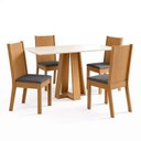 Ver imagem 2 de Conjunto Sala de Jantar Mesa Lisa 120cm Tampo MDF Canto Reto 4 Cadeiras Tami
