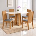 Ver imagem 1 de Conjunto Sala de Jantar Mesa Lisa 120cm Tampo MDF Canto Reto 4 Cadeiras Tami