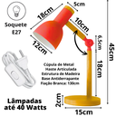 Ver imagem 6 de Luminária Mesa Abajur 45cm Articulada Retrô Madeira Gimpo Kjtd-685-pai:vermelho