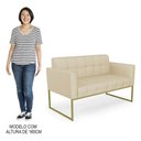 Ver imagem 5 de Sofá Namoradeira Base Industrial Dourado Ana Veludo Luxo Off White - Ibiza