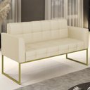 Ver imagem 2 de Sofá Namoradeira Base Industrial Dourado Ana Veludo Luxo Off White - Ibiza
