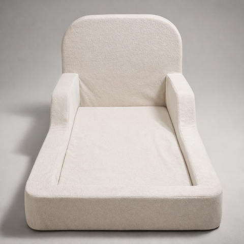 Cama Montessoriana Tamanho Infantil Modelo Sonhos em Tecido de Bouclê - sem Colchão