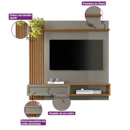 Painel Home Ripado Alvorada Amêndoa/Titânio Linea Brasil - 4