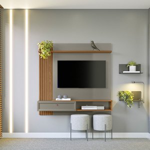 Painel Home Ripado Alvorada Amêndoa/Titânio Linea Brasil