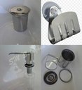 Ver imagem 1 de Kit Lixeira Embutir 8l + Dosador + Porta Esponja Inox 304