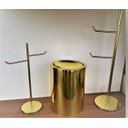 Ver imagem 2 de Kit Lavabo Dourado, Papeleira, Toalheiro E Lixeira