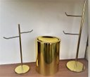 Ver imagem 2 de Kit Lavabo Dourado, Papeleira, Toalheiro E Lixeira