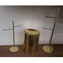 Ver imagem 3 de Kit Lavabo Dourado, Papeleira, Toalheiro E Lixeira