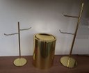 Ver imagem 3 de Kit Lavabo Dourado, Papeleira, Toalheiro E Lixeira