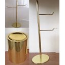 Ver imagem 1 de Kit Lavabo Dourado, Papeleira, Toalheiro E Lixeira