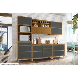 Armário Aéreo P/ Cozinha Baronesa 1 Porta C/ Adega 120cm Freijó - Nesher - 6