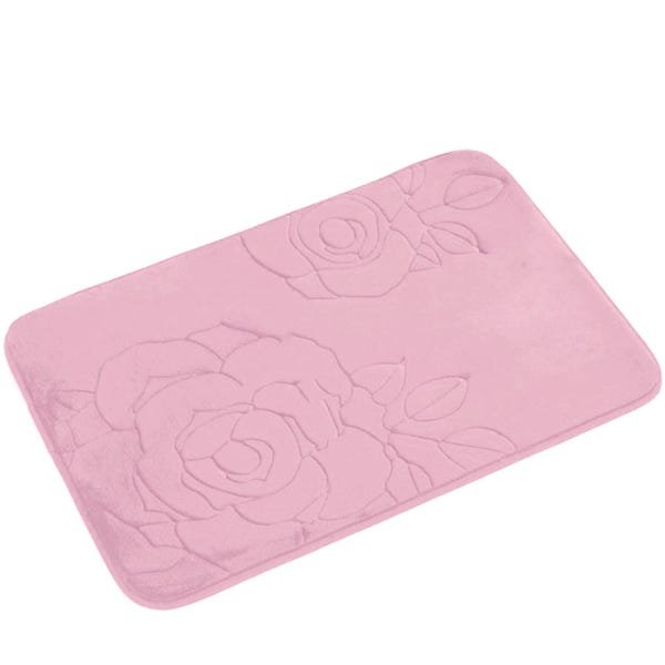 Tapete de Banheiro - Flor - 60cm x 40cm - Rosé - Blanco - 1